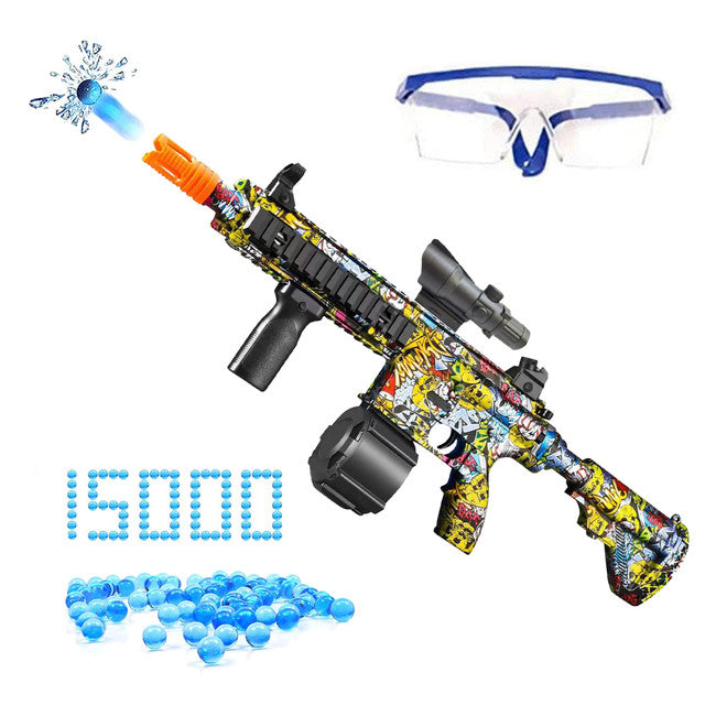 New M416 Manual & Electric Splatter Gun 2-in-1 Gel Ball Blaster With 15000 Eco-Friendly Water Beads Goggles For Outdoor Toys