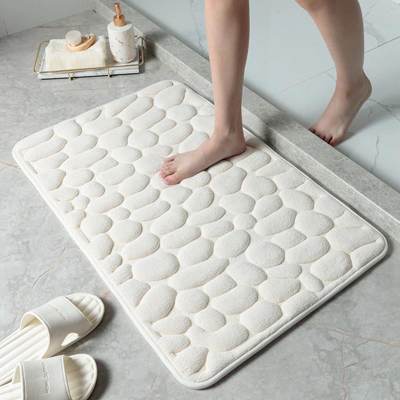 Cobblestone Embossed Bathroom Bath Mat Non-slip Carpets