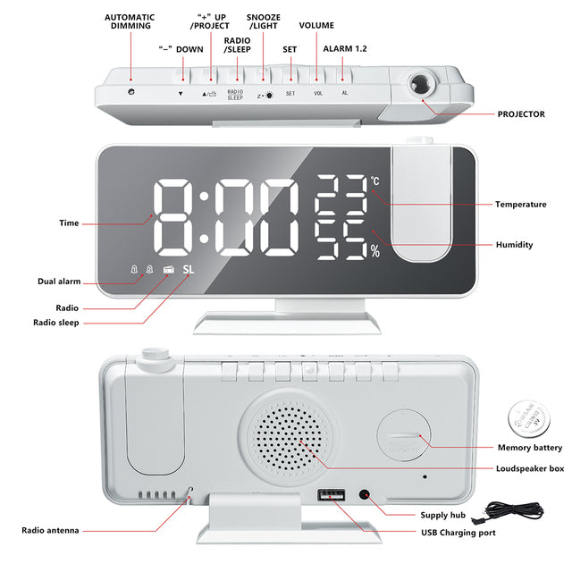 FM Radio LED Digital Smart Alarm Clocks USB