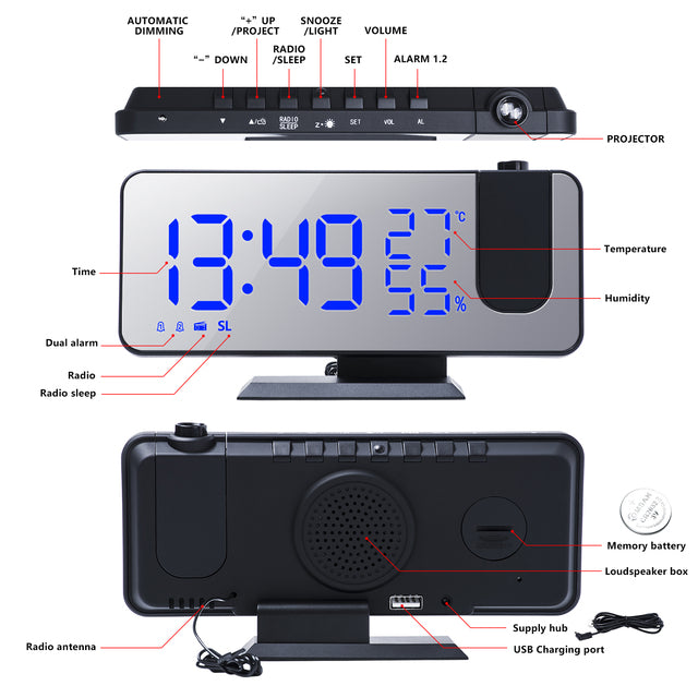 FM Radio LED Digital Smart Alarm Clocks USB