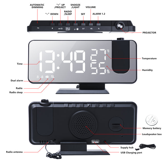 FM Radio LED Digital Smart Alarm Clocks USB