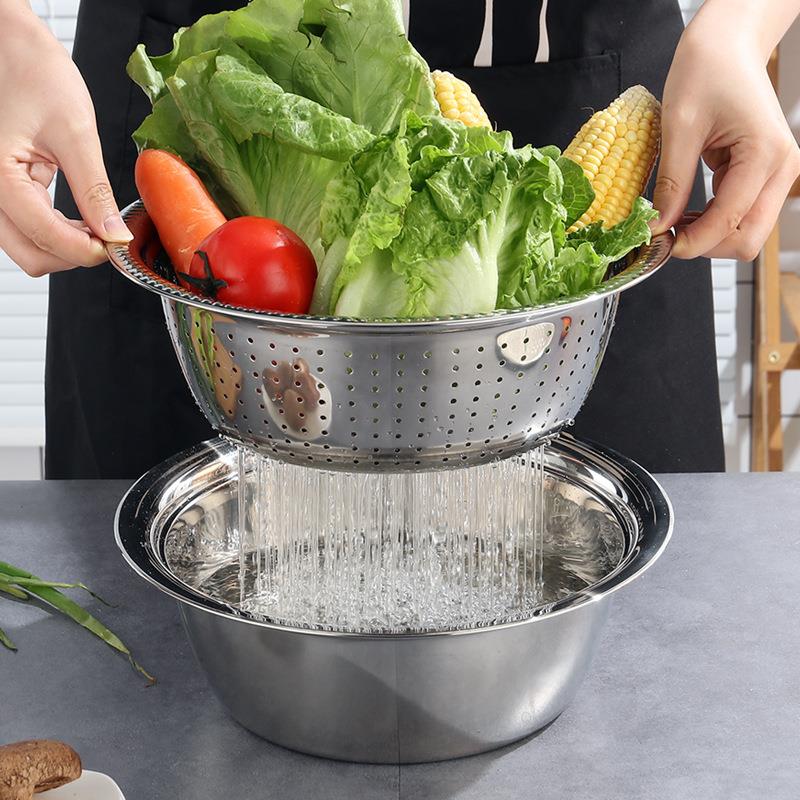 3 In 1 Stainless Steel Vegetable Cutter Slicer Basin